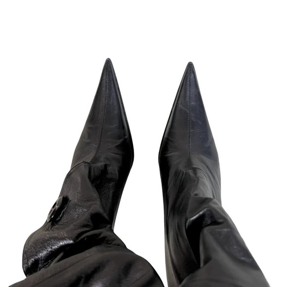 Les Tropeziennes Leather Boots 4" Heels (Italian) • Black • EU 36 - Picture 5 of 14